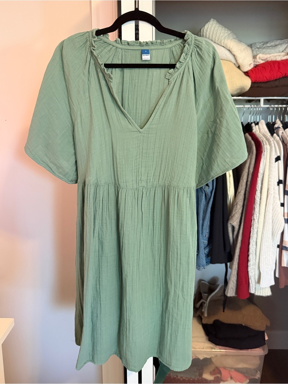 Old Navy Sage Green V-Neck Flutter Sleeve Tunic